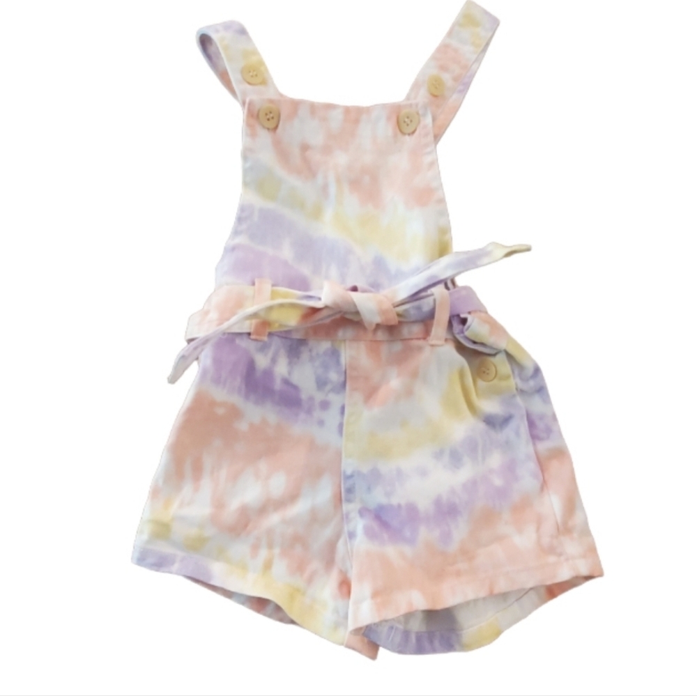 Jessica Simpson Pastel Tie Dye Short Overalls with Belt 4t